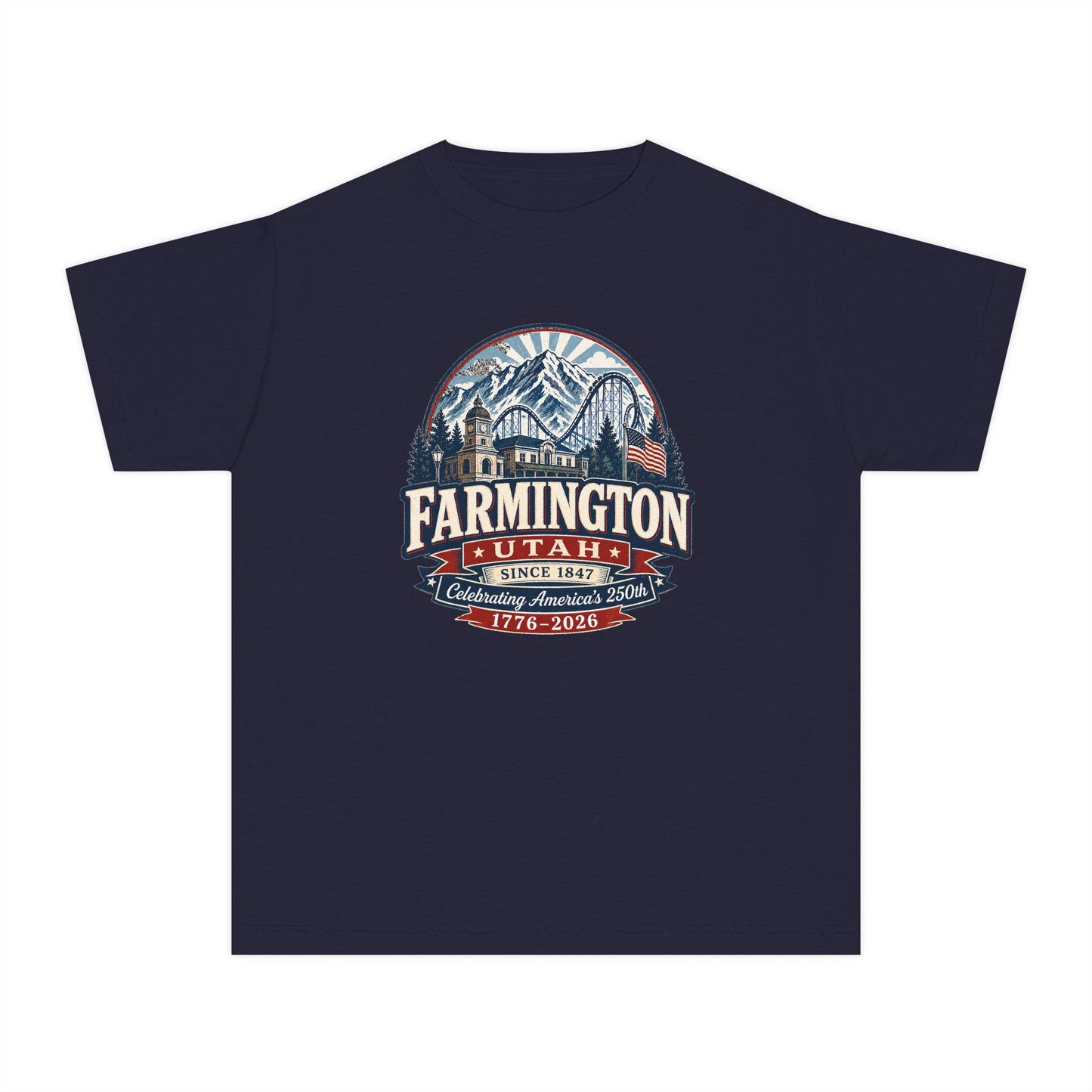 Farmington City Spirit Tee · Youth · Celebrating America's 250th