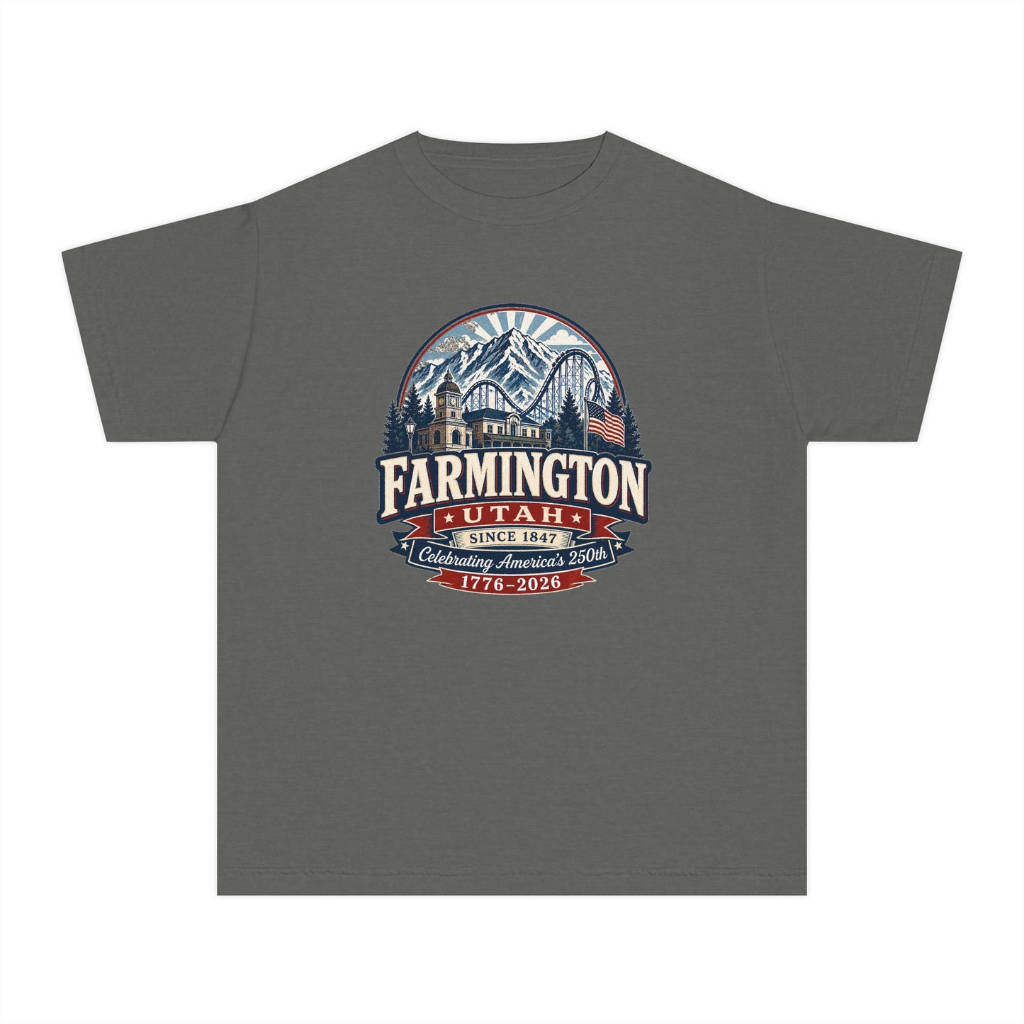 Farmington City Spirit Tee · Youth · Celebrating America's 250th