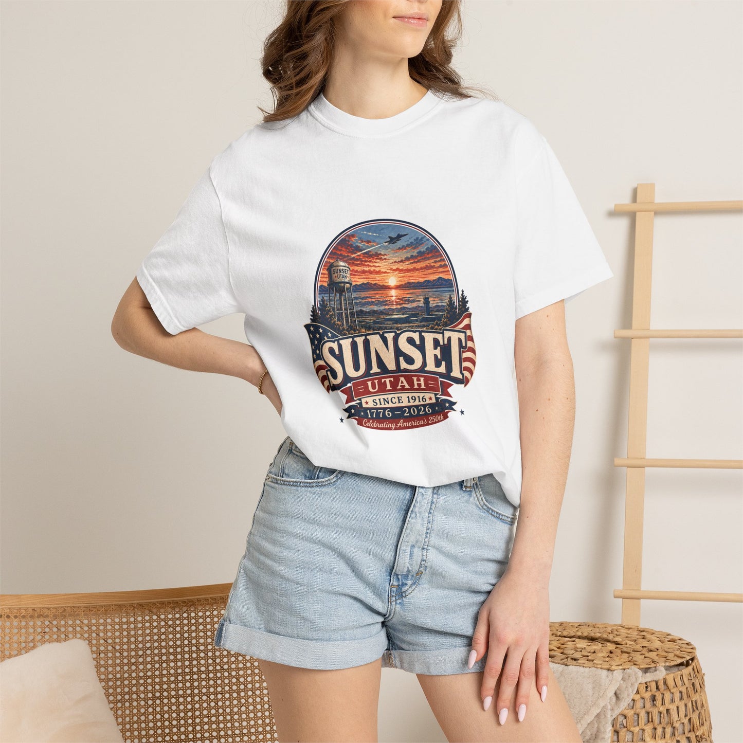 Sunset City Spirit Tee · Celebrating America's 250th