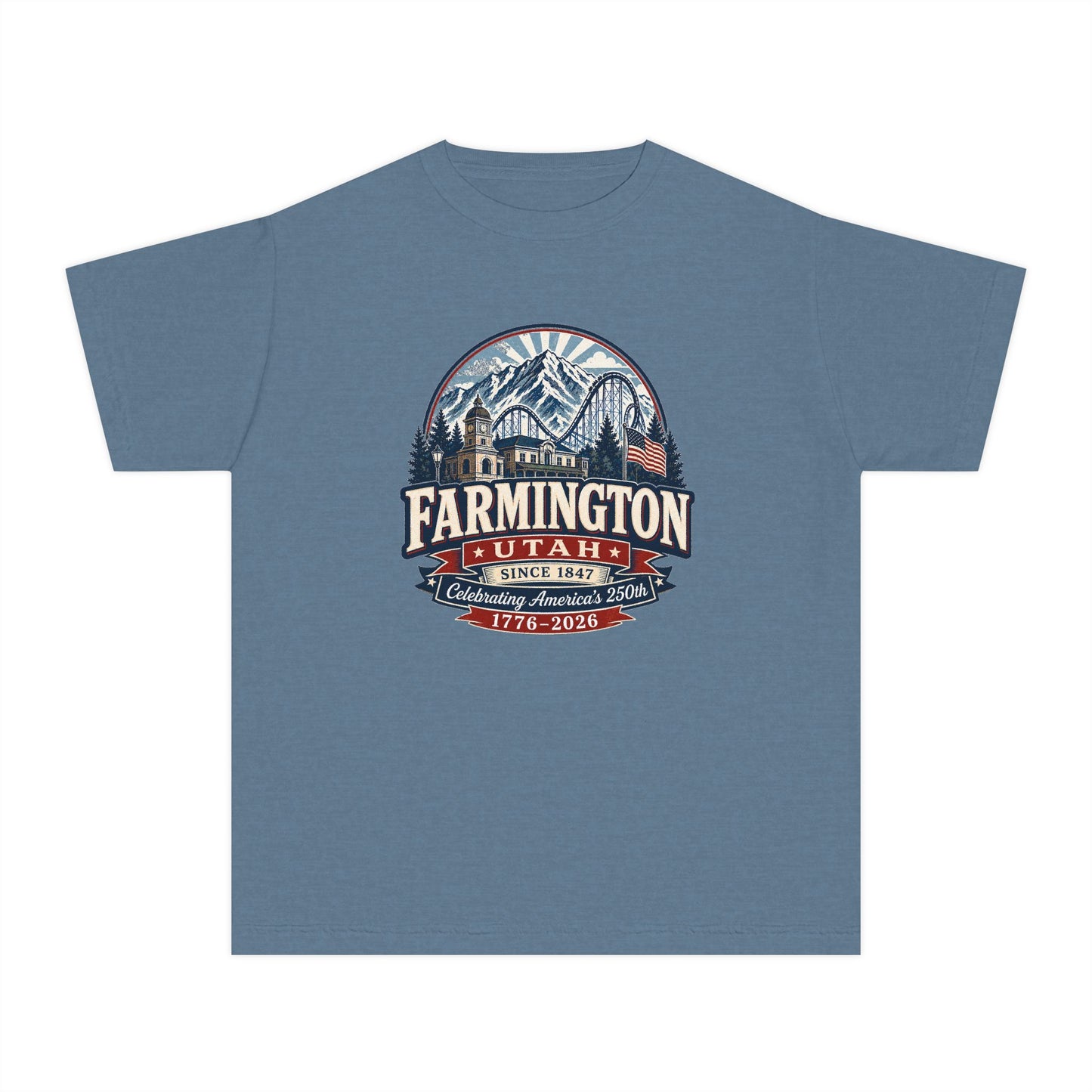 Farmington City Spirit Tee · Youth · Celebrating America's 250th