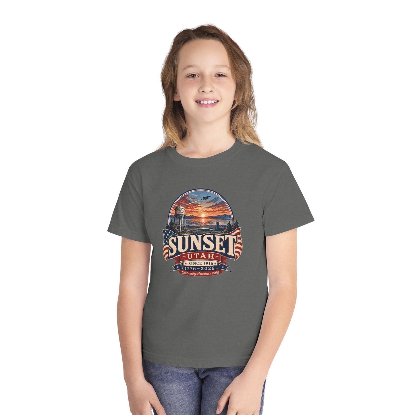 Sunset City Spirit Tee · Youth · Celebrating America's 250th
