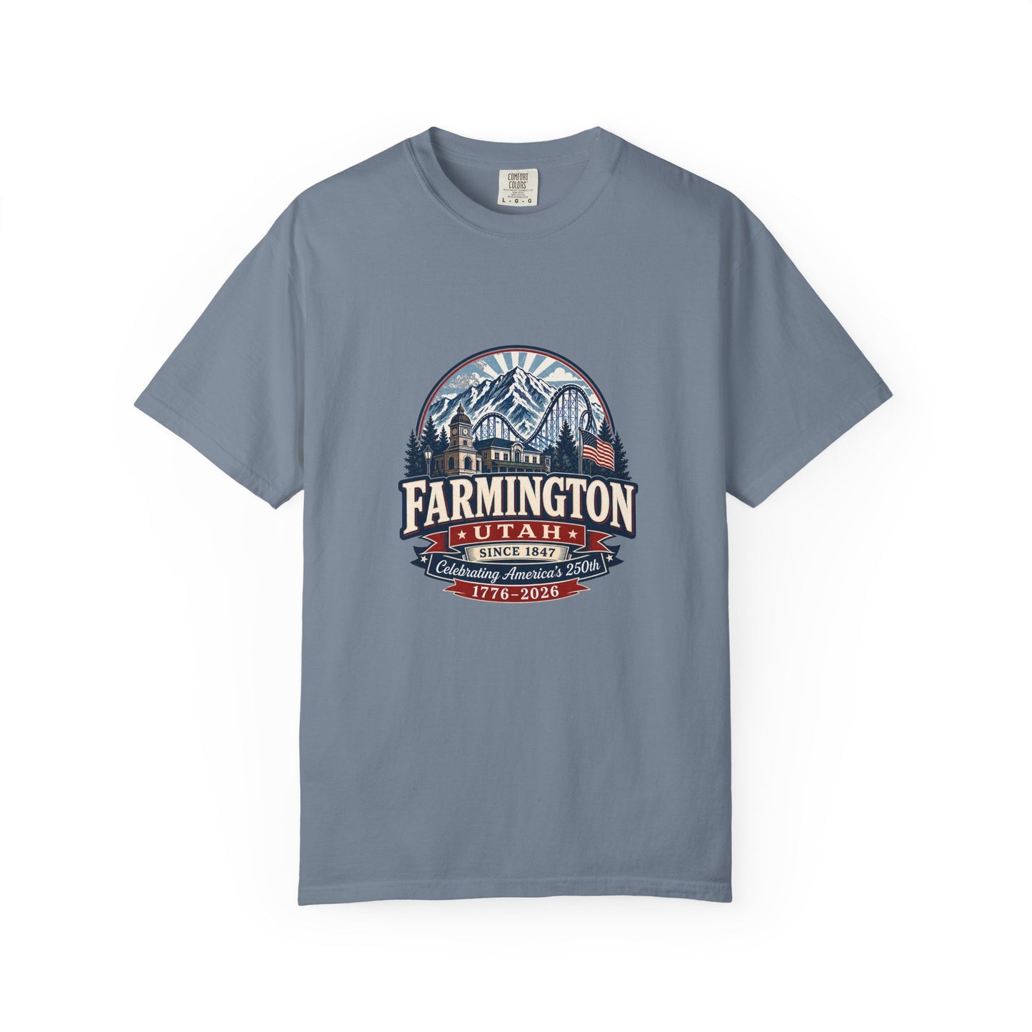 Farmington City Spirit Tee · Celebrating America's 250th
