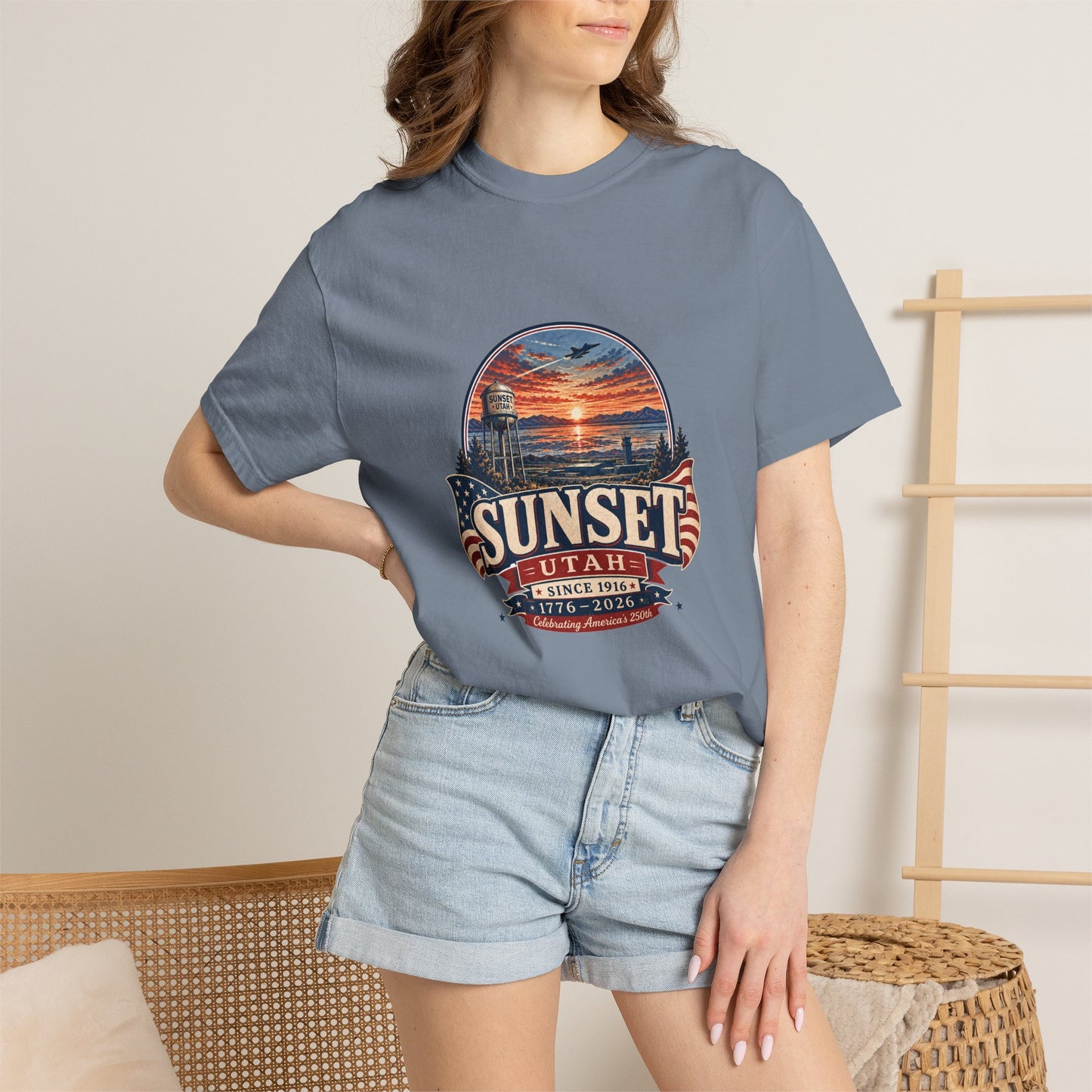 Sunset City Spirit Tee · Celebrating America's 250th