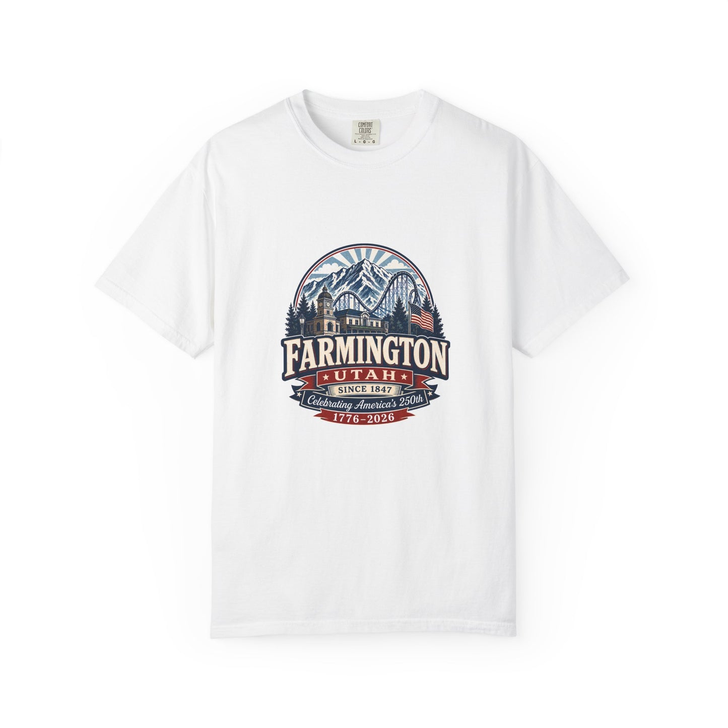 Farmington City Spirit Tee · Celebrating America's 250th