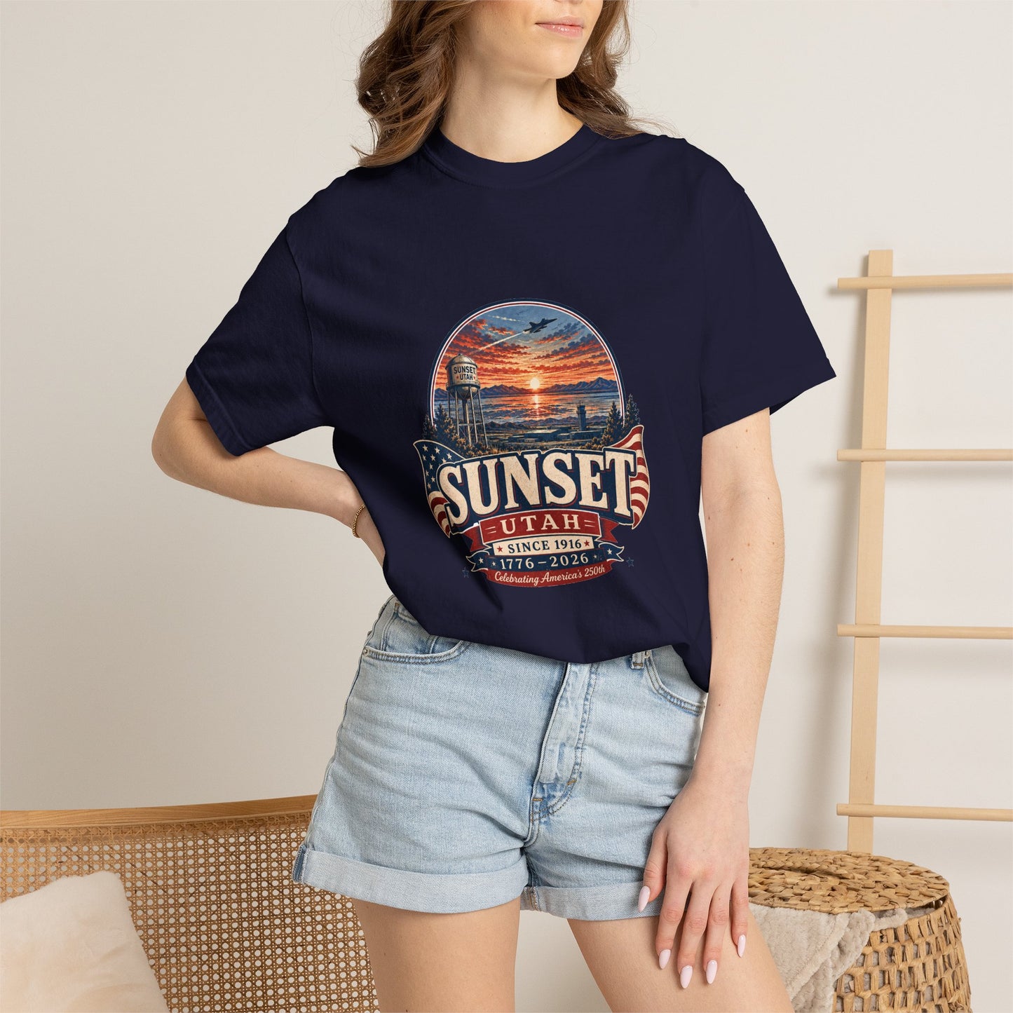 Sunset City Spirit Tee · Celebrating America's 250th