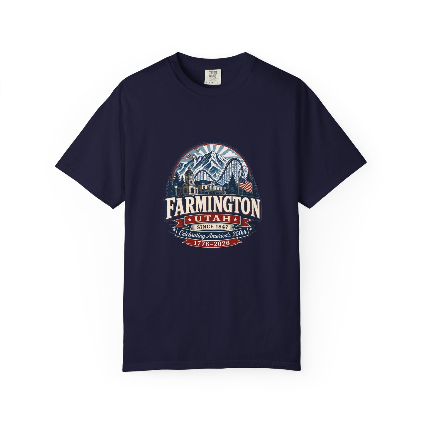 Farmington City Spirit Tee · Celebrating America's 250th