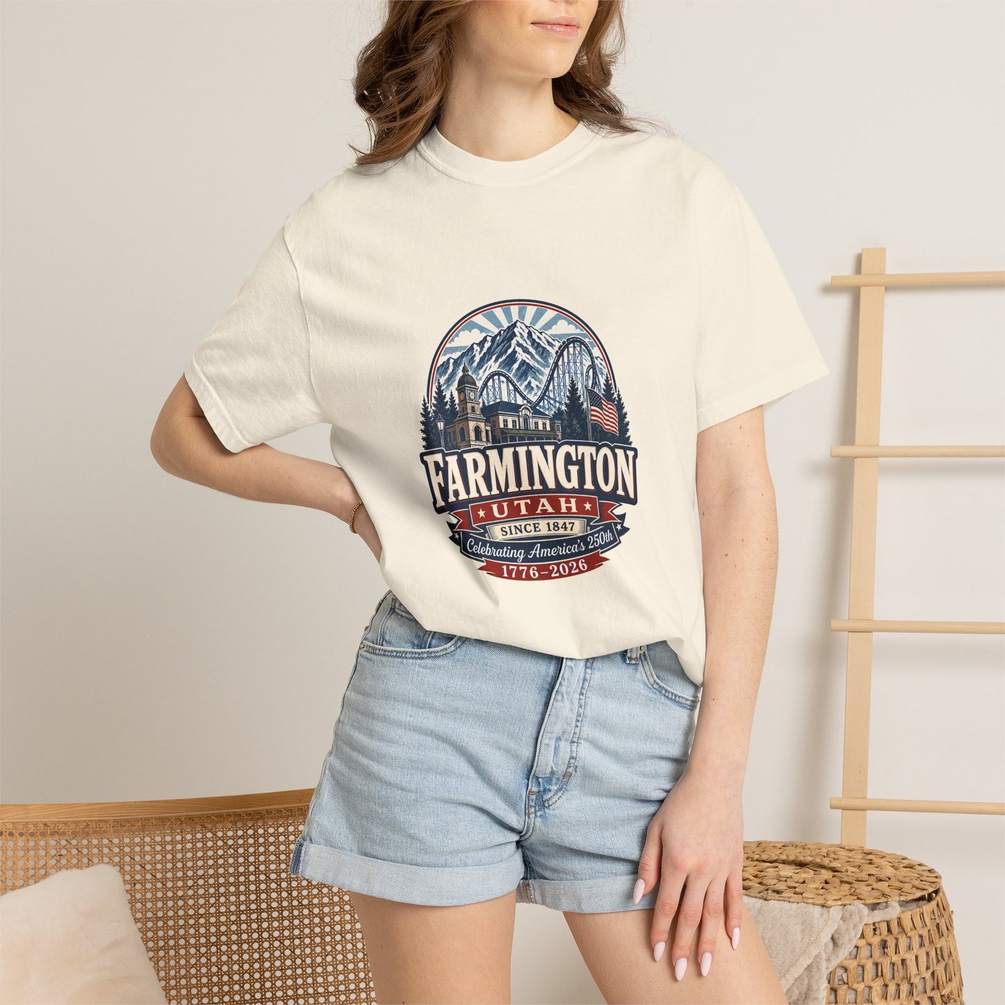 Farmington City Spirit Tee · Celebrating America's 250th