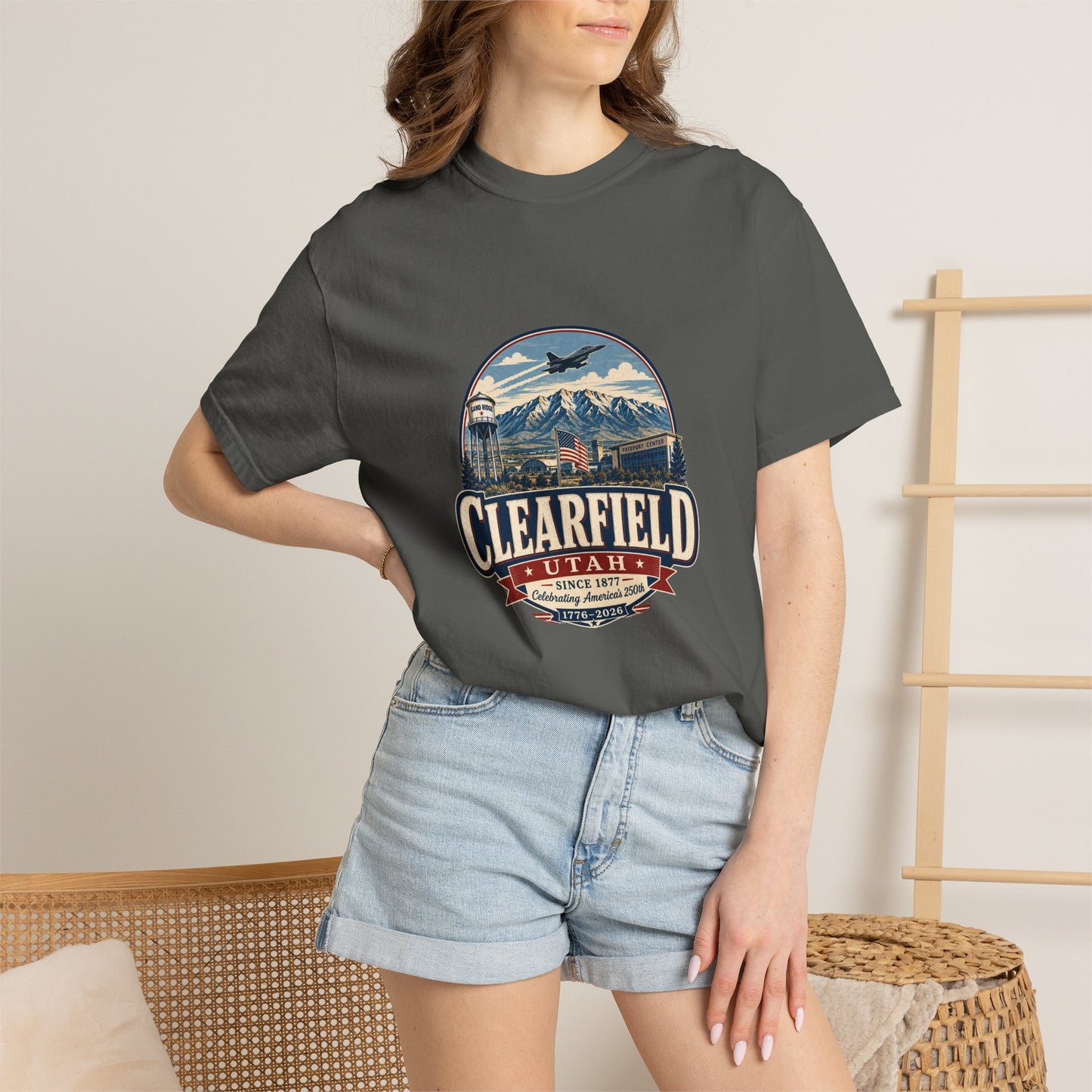 Clearfield City Spirit Tee · Celebrating America's 250th