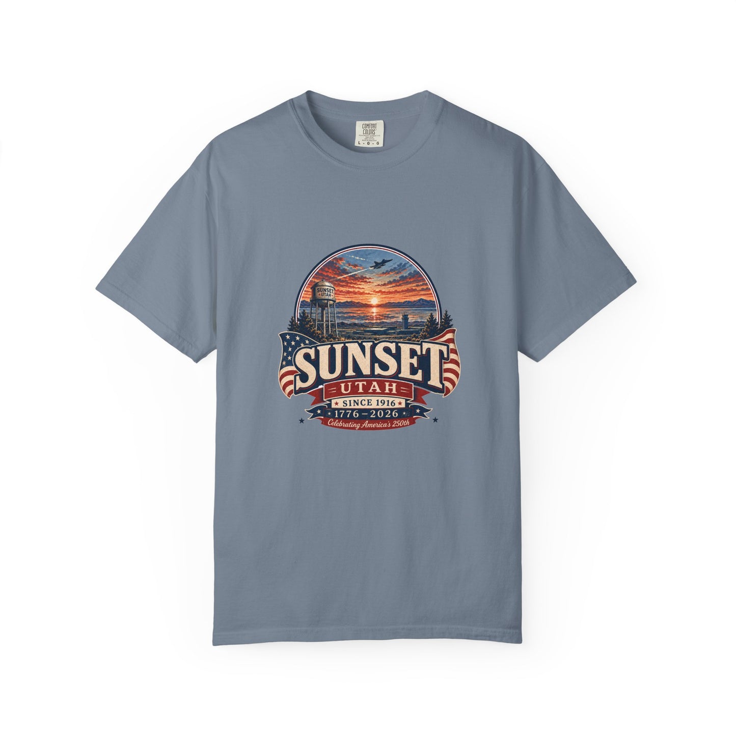 Sunset City Spirit Tee · Celebrating America's 250th