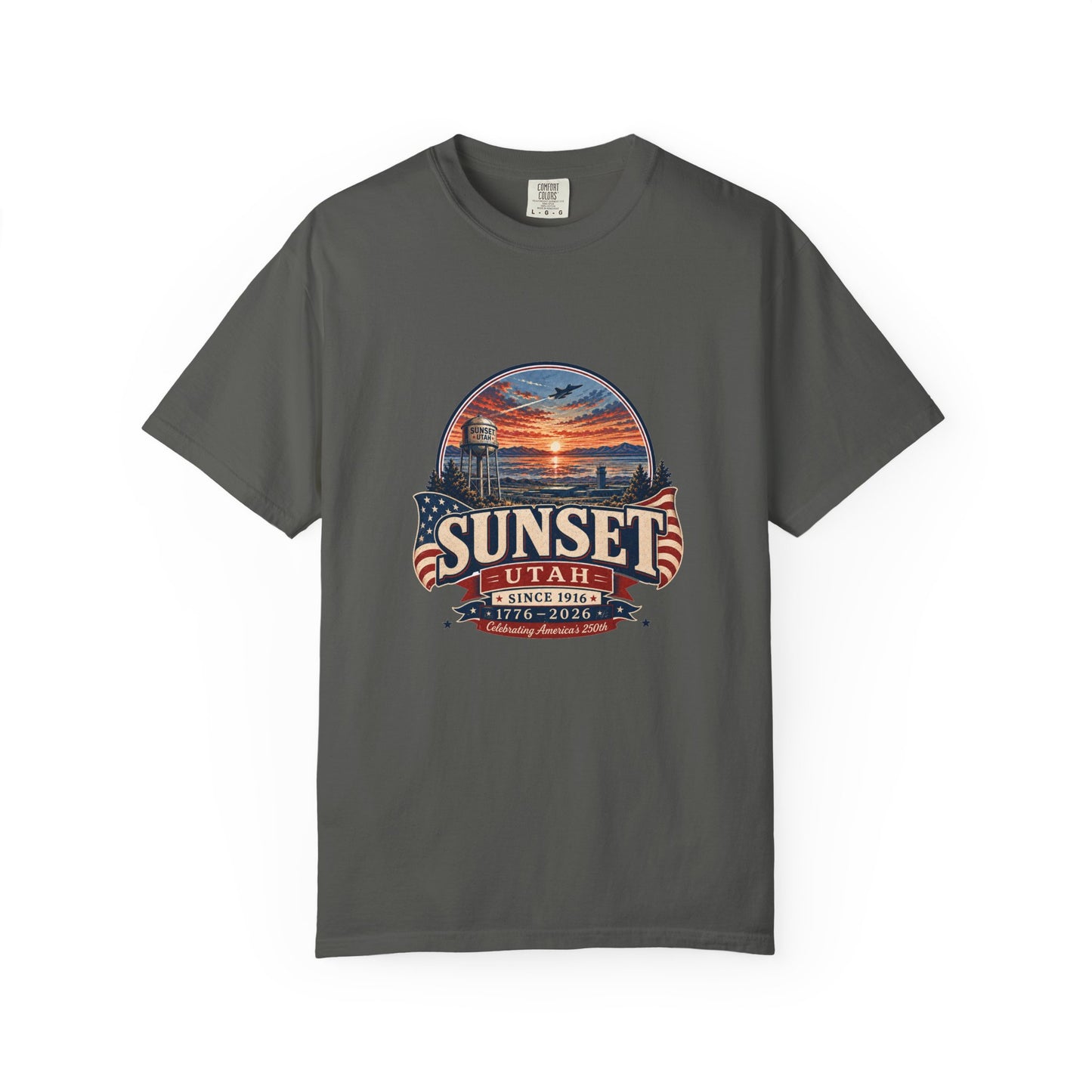 Sunset City Spirit Tee · Celebrating America's 250th