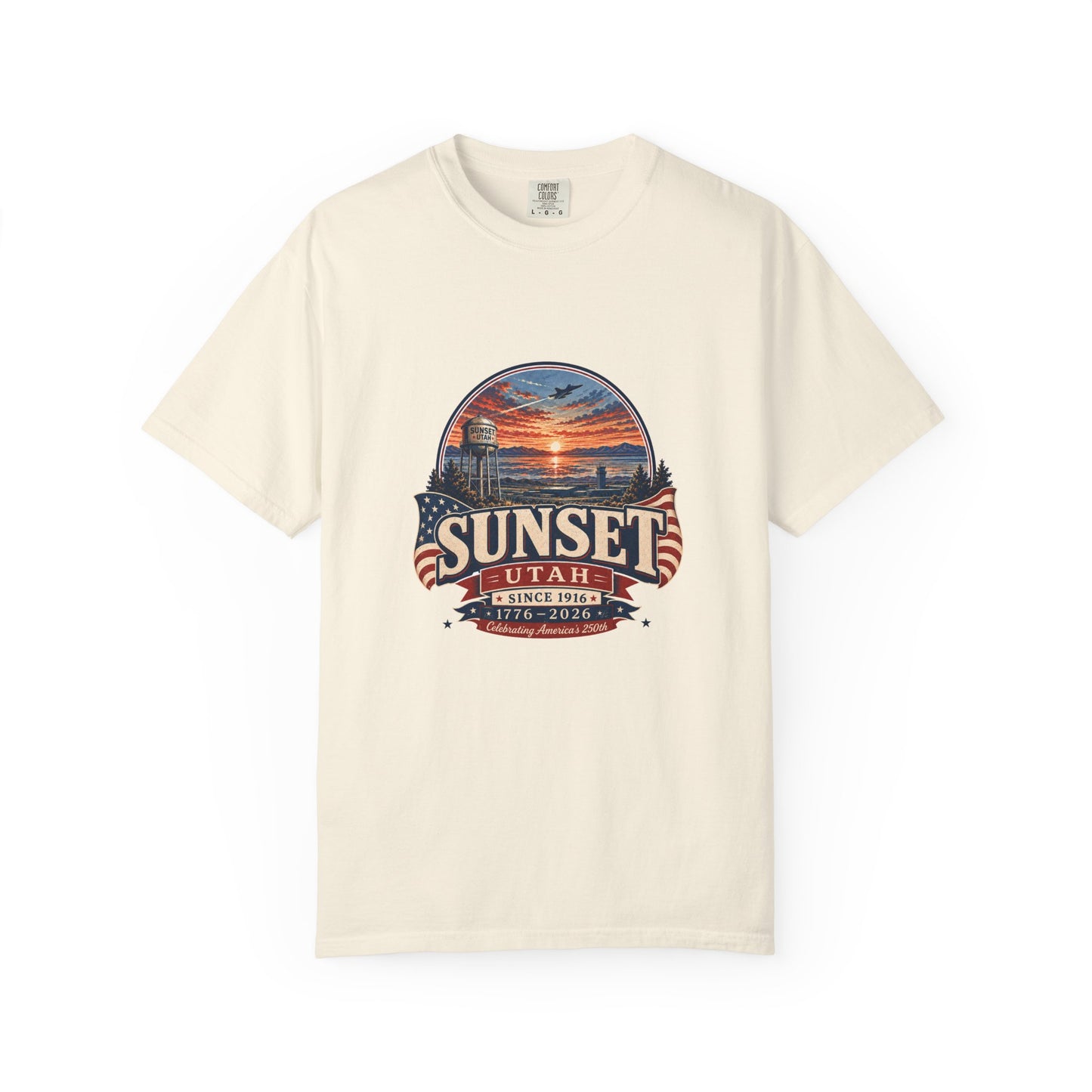Sunset City Spirit Tee · Celebrating America's 250th