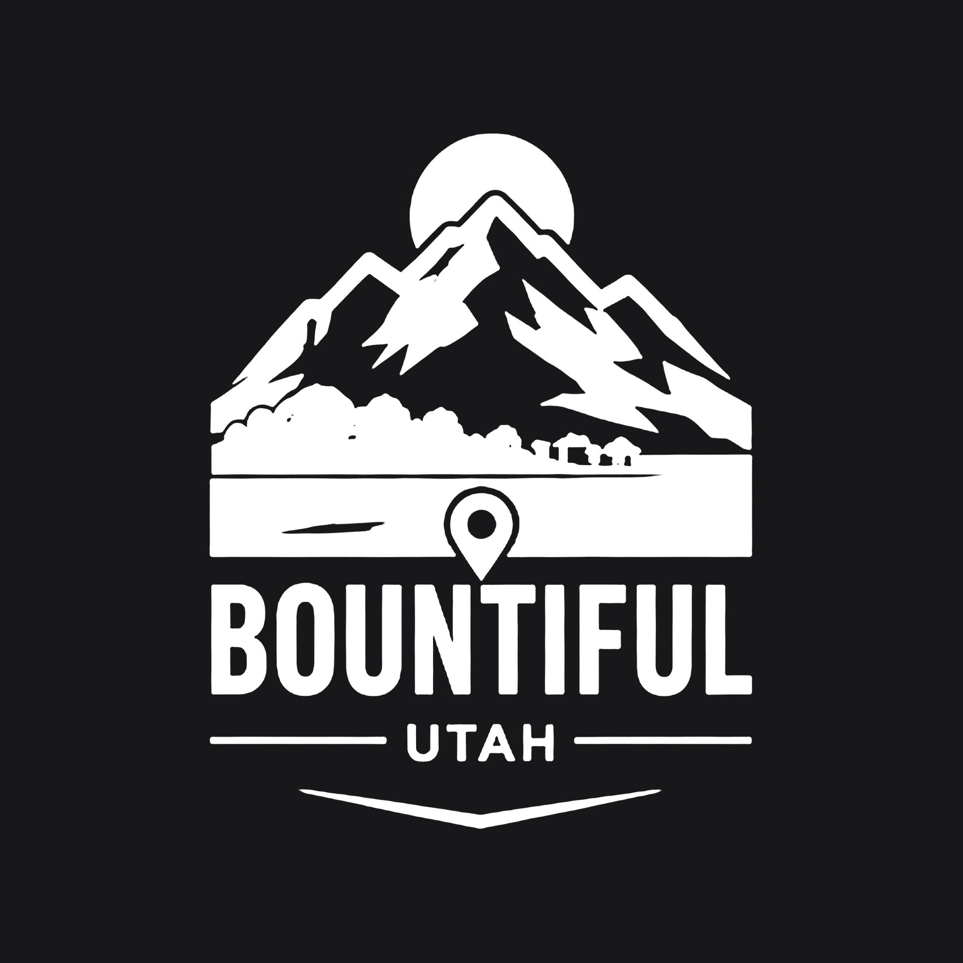 Bountiful logo white ink on black
