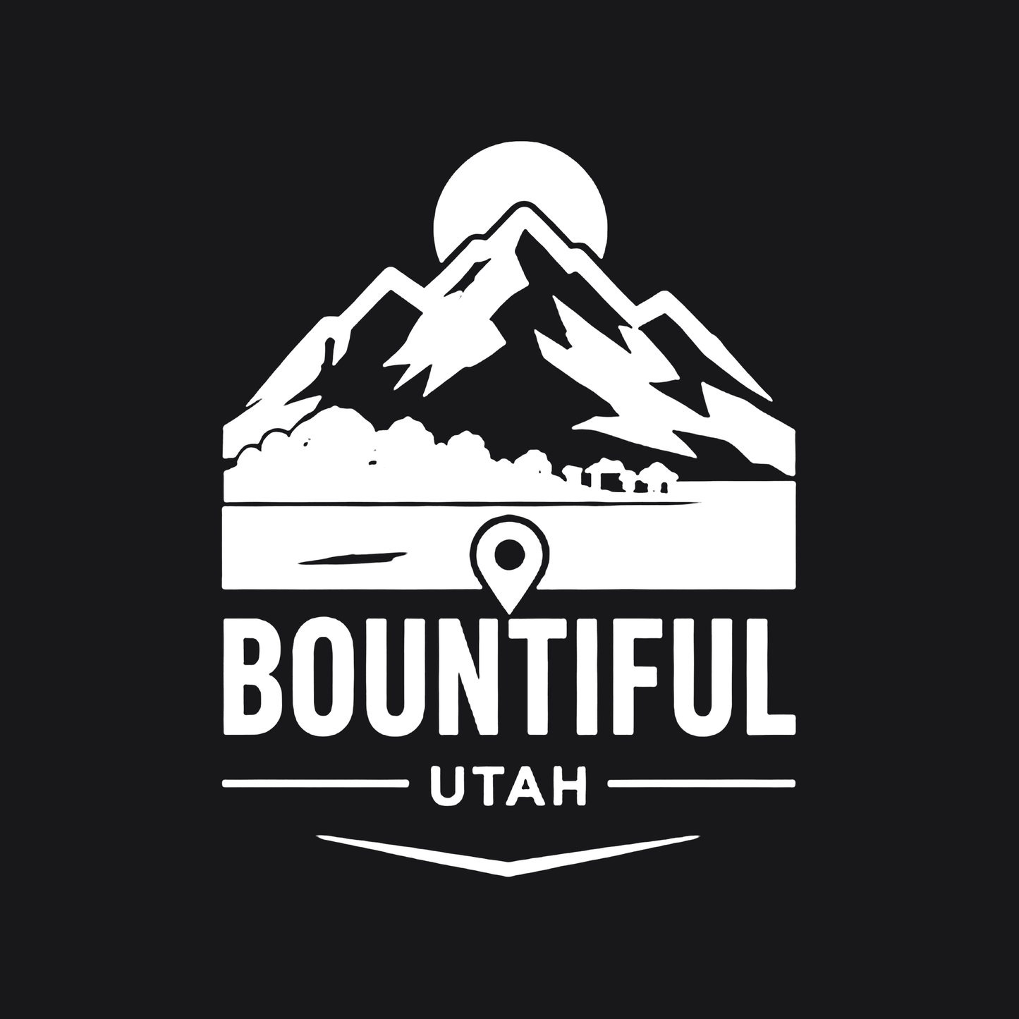 Bountiful logo white ink on black