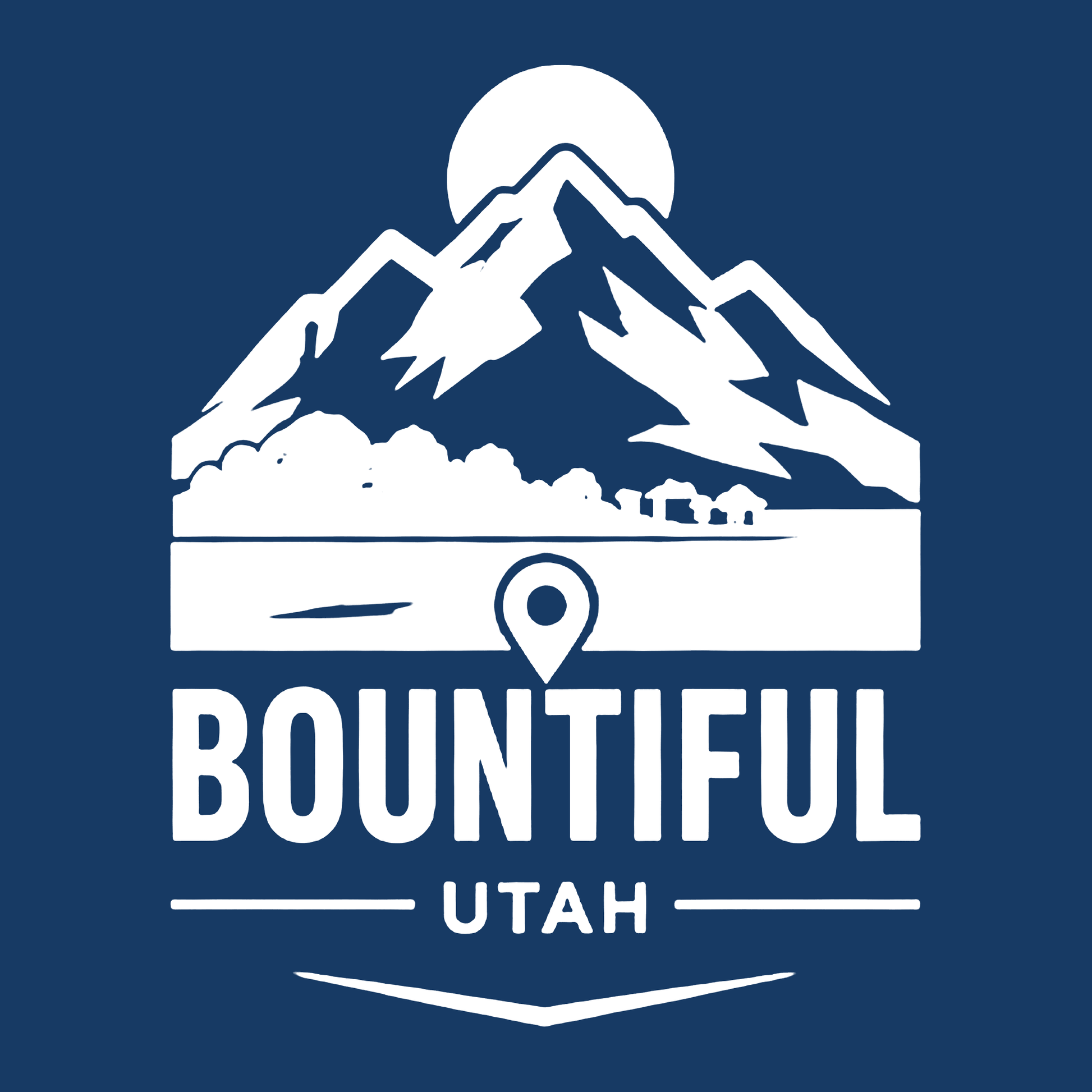 Bountiful Utah city logo — white ink print for dark garments